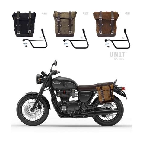 Borsa in crosta di cuoio + telaio sinistro Triumph Bonneville T120 .